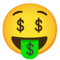 Google 🤑 Money Face Emoji